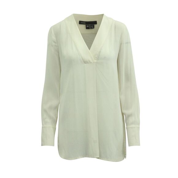 Pre Loved Vince Vintage Long Sleeve VNeck Blouse Women white | white Blouses